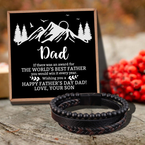 Bracelets For Dad Son To Dad - The World's Best Father Black Beaded Bracelets For Men GiveMe-Gifts