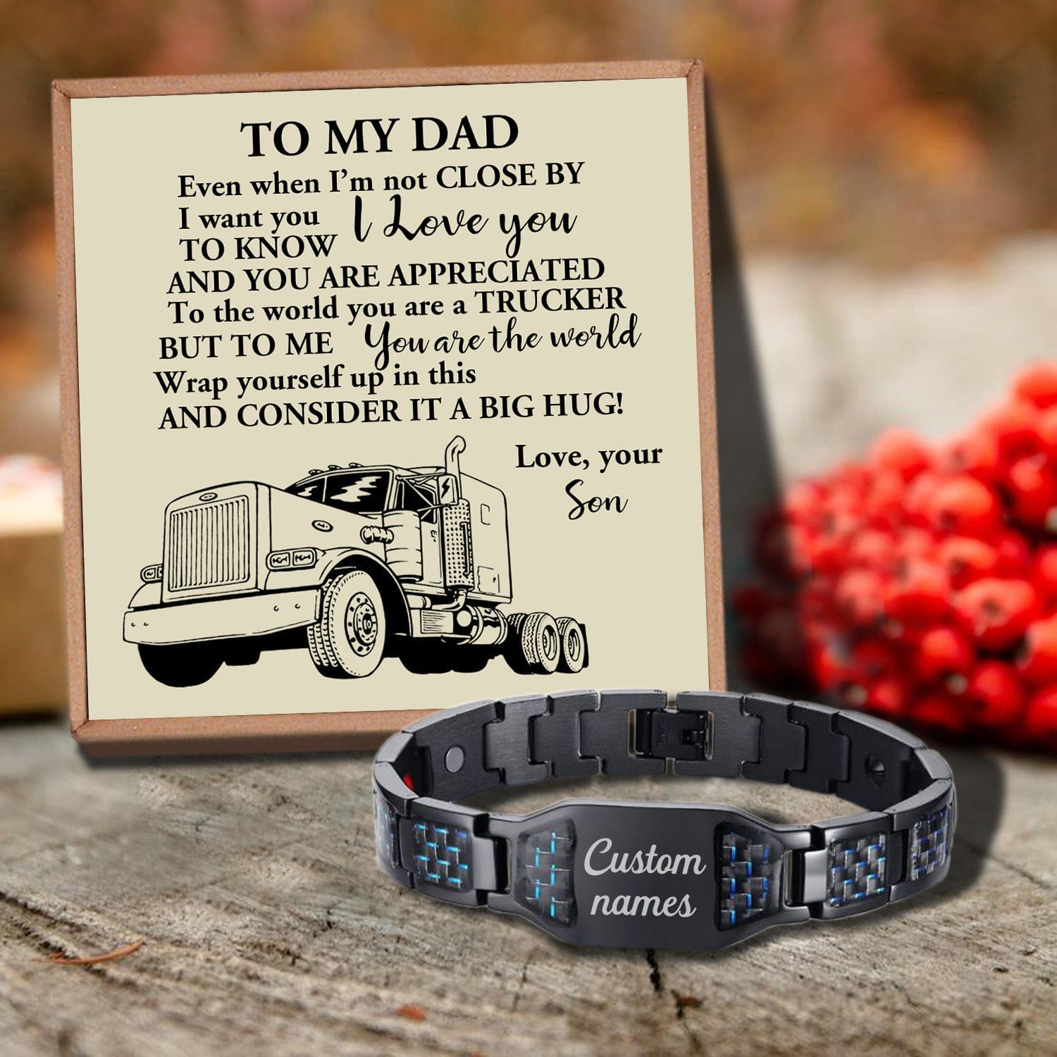 Bracelets For Dad Son To Dad - The World's Best Trucker Customized Name Bracelet GiveMe-Gifts