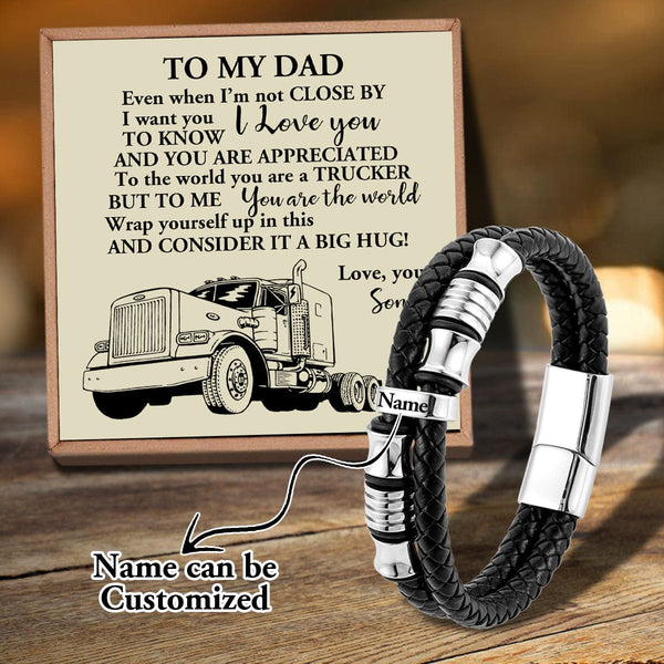 Bracelets For Dad Son To Dad - The World's Best Trucker Personalized Name Bracelet GiveMe-Gifts