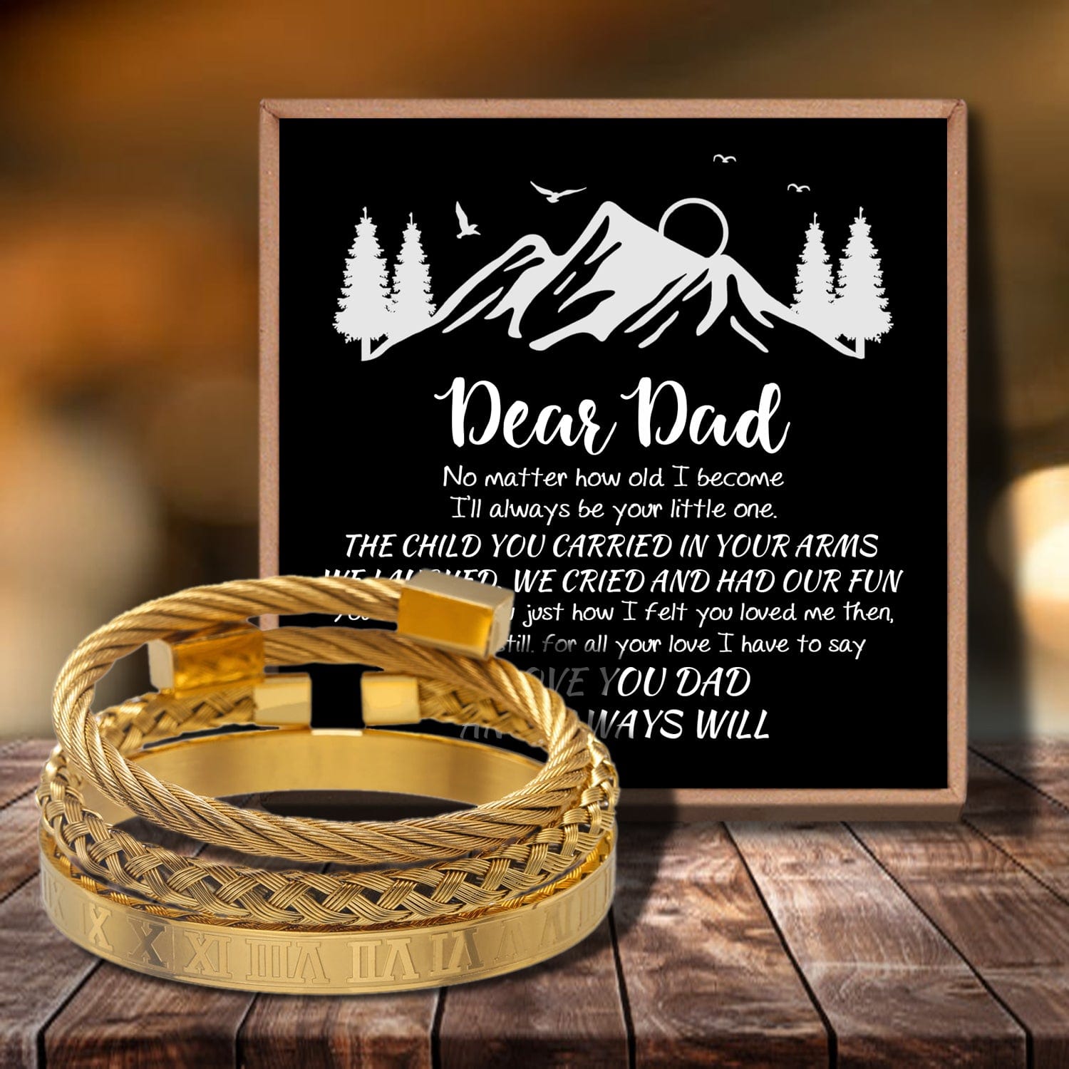 Bracelets For Dad To My Dad - I Love You Dad And Always Will Bangle Weave Roman Numeral Bracelets Gold GiveMe-Gifts