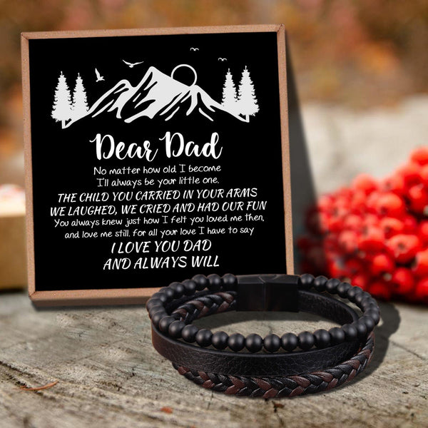 Bracelets For Dad To My Dad - I Love You Dad Black Beaded Bracelets For Men GiveMe-Gifts