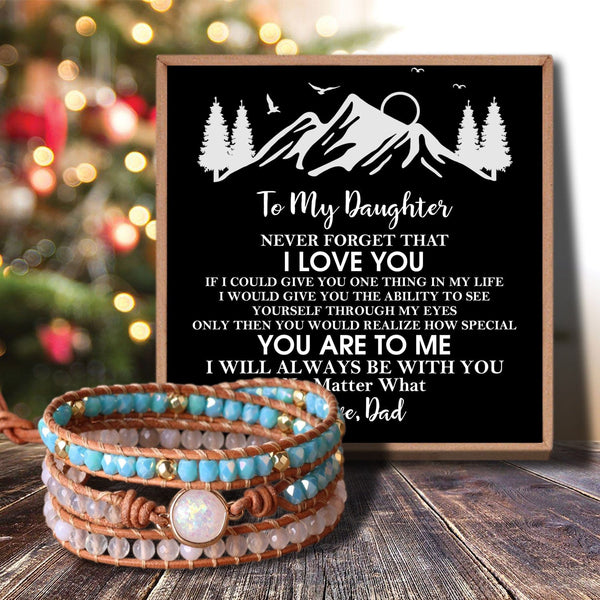 Bracelets For Daughter Dad To Daughter - I Love You Crystal Beaded Bracelet GiveMe-Gifts