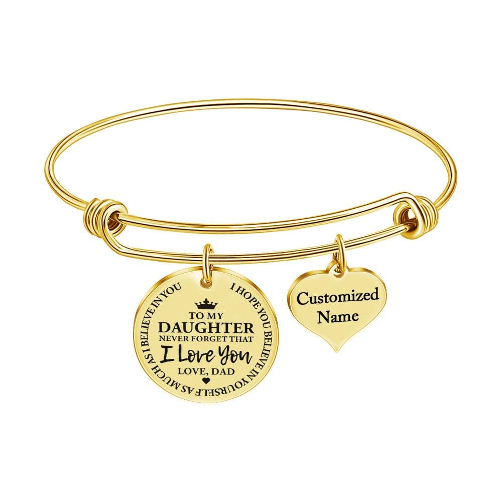 Bracelets Dad To Daughter - I Love You Customized Name Bracelet Gold GiveMe-Gifts