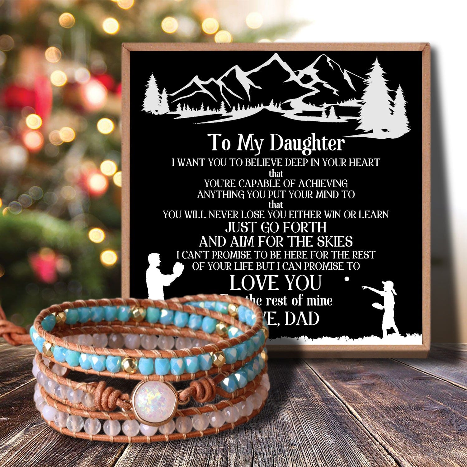 Bracelets For Daughter Dad To Daughter - I Love You For The Rest Of Mine Crystal Beaded Bracelet GiveMe-Gifts