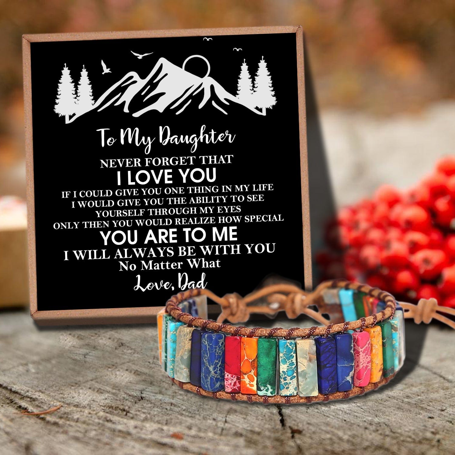 Bracelets For Daughter Dad To Daughter - I Love You Gemstones Chakra Bracelet GiveMe-Gifts