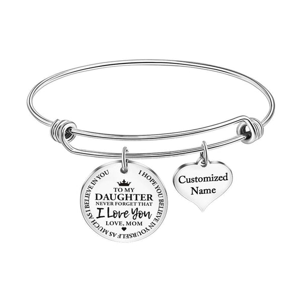 Bracelets Mom To Daughter - I Love You Customized Name Bracelet Silver GiveMe-Gifts