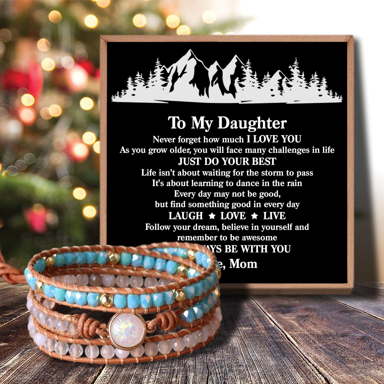 Bracelets For Daughter Mom To Daughter - I Will Always Be With You Crystal Beaded Bracelet GiveMe-Gifts