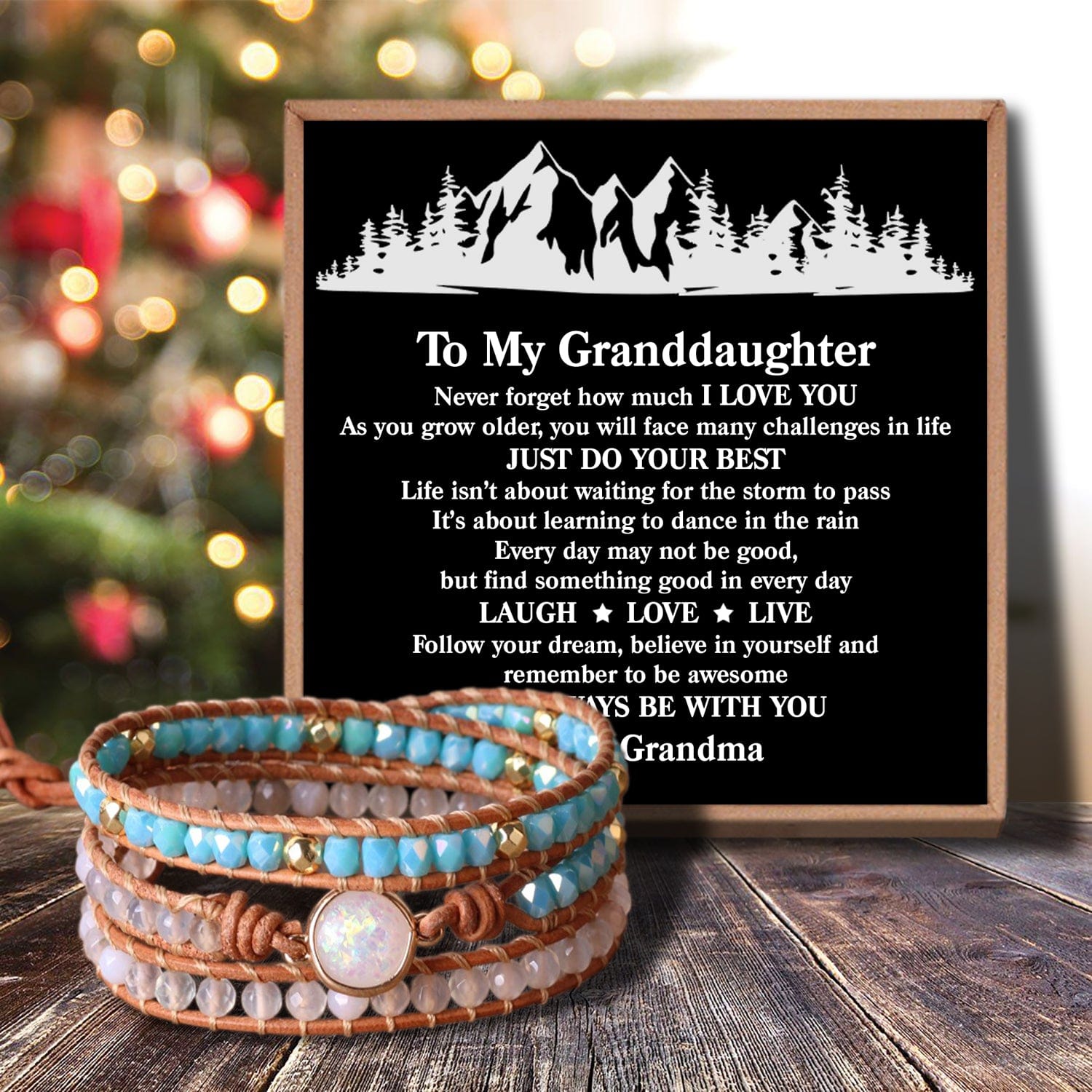 Bracelets For Granddaughter Grandma To Granddaughter - Just Do Your Best Crystal Beaded Bracelet GiveMe-Gifts