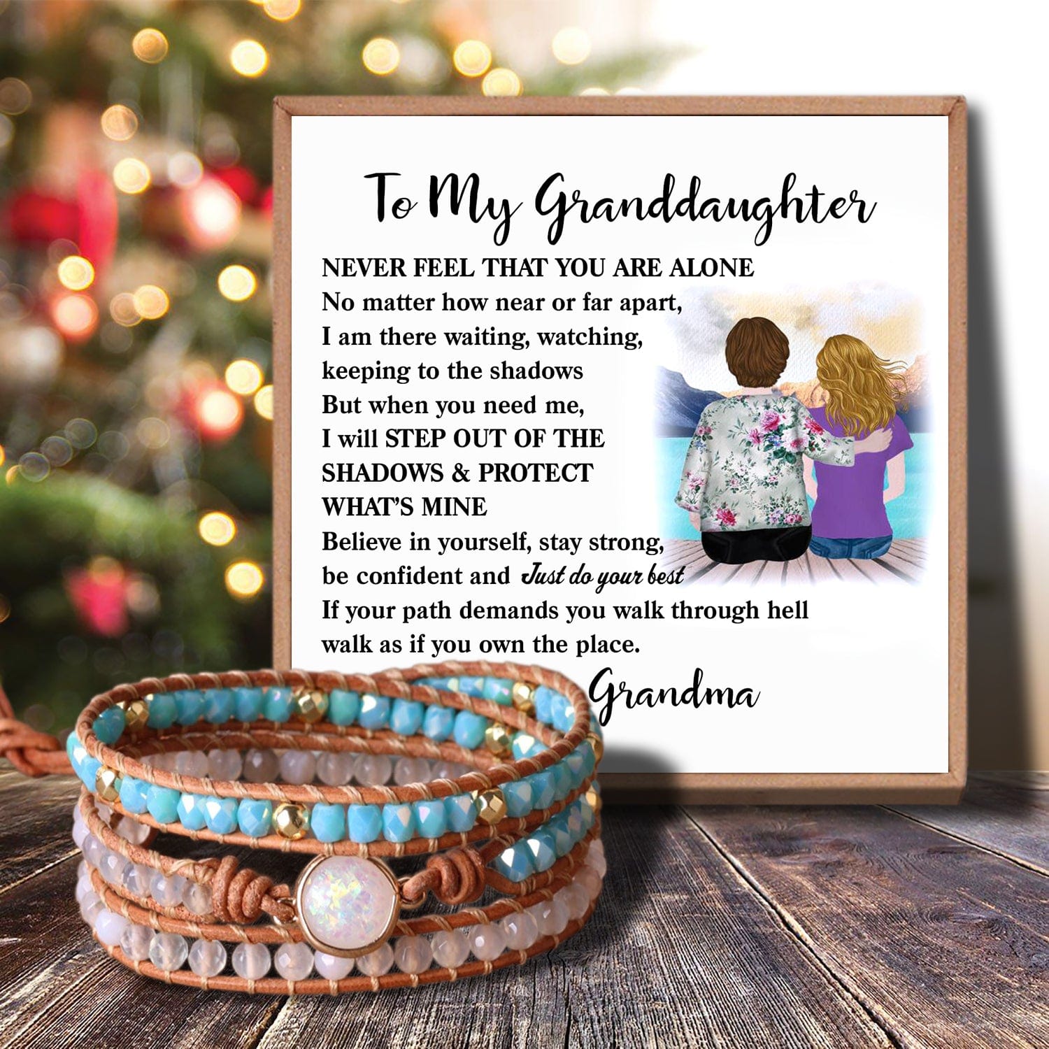 Bracelets For Granddaughter Grandma To Granddaughter - Never Feel That You Are Alone Crystal Beaded Bracelet GiveMe-Gifts