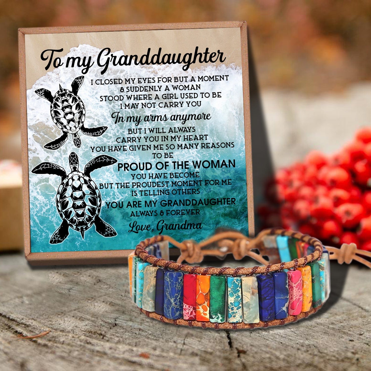 Bracelets For Granddaughter Grandma To Granddaughter - Proud Of The Woman Gemstones Chakra Bracelet GiveMe-Gifts