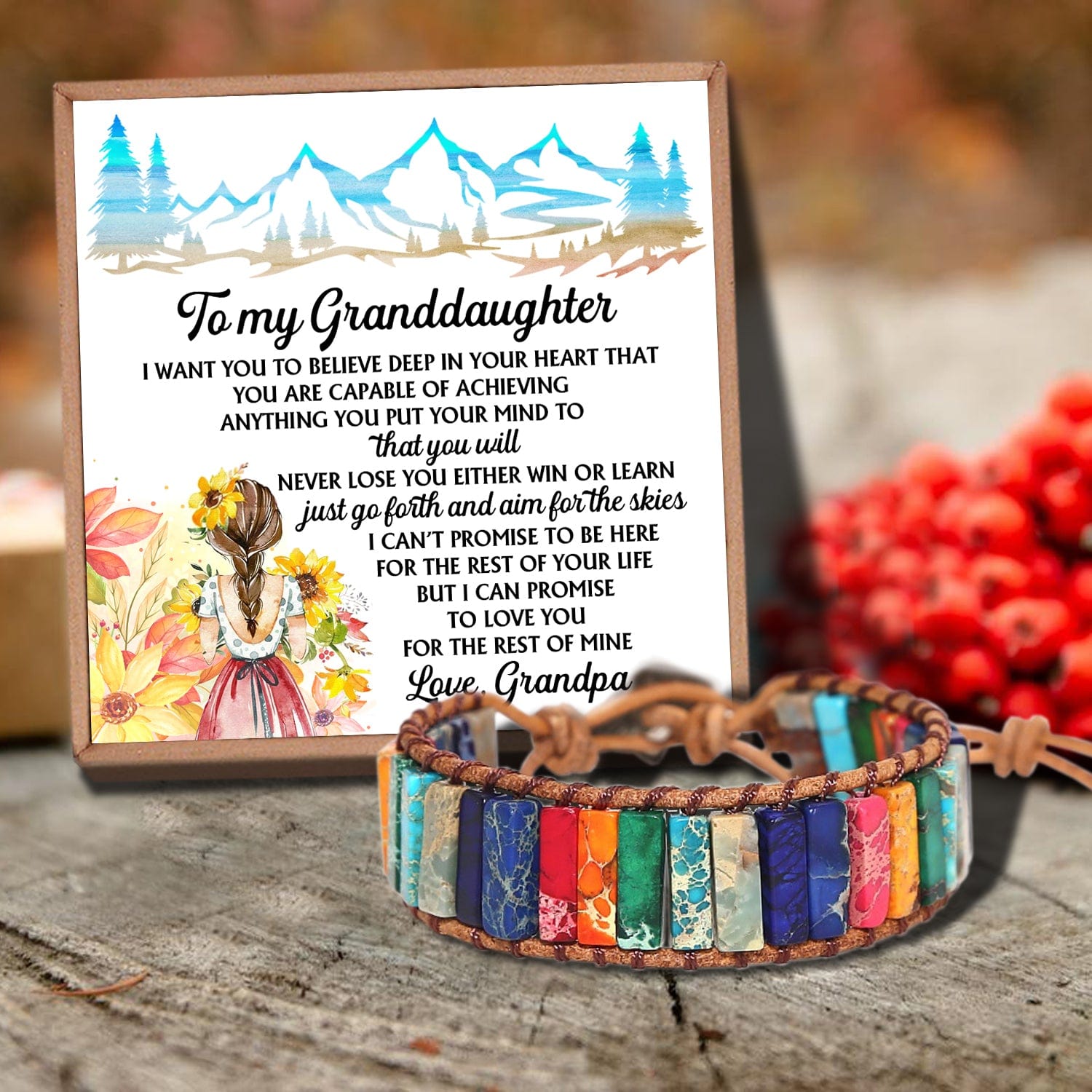 Bracelets For Granddaughter Grandpa To Granddaughter - Believe Deep In Your Heart Gemstones Chakra Bracelet GiveMe-Gifts