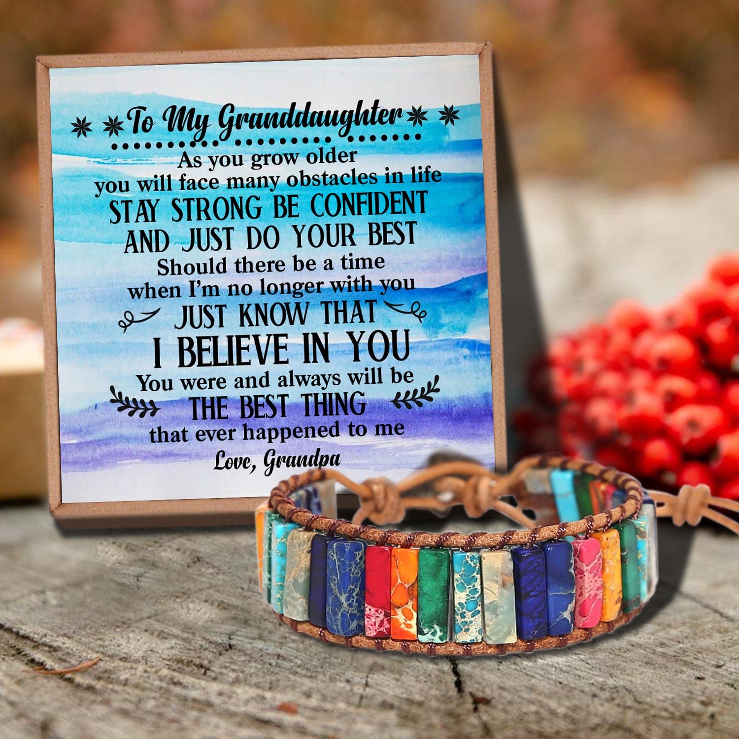 Bracelets For Granddaughter Grandpa To Granddaughter - I Believe In You Gemstones Chakra Bracelet GiveMe-Gifts