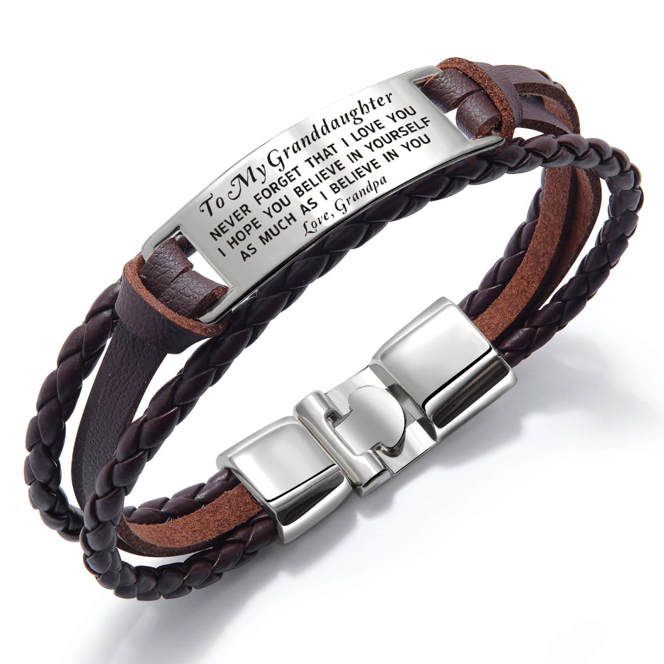 Bracelets Grandpa To Granddaughter - I Believe In You Leather Bracelet Brown GiveMe-Gifts