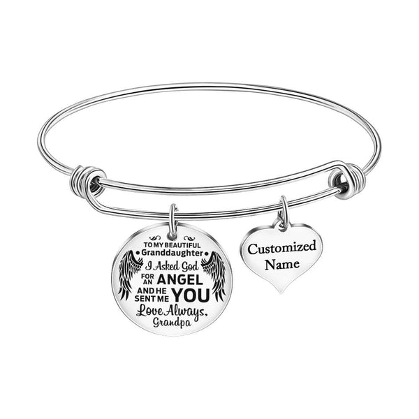 Bracelets Grandpa To Granddaughter - Love Always Customized Name Bracelet Silver GiveMe-Gifts
