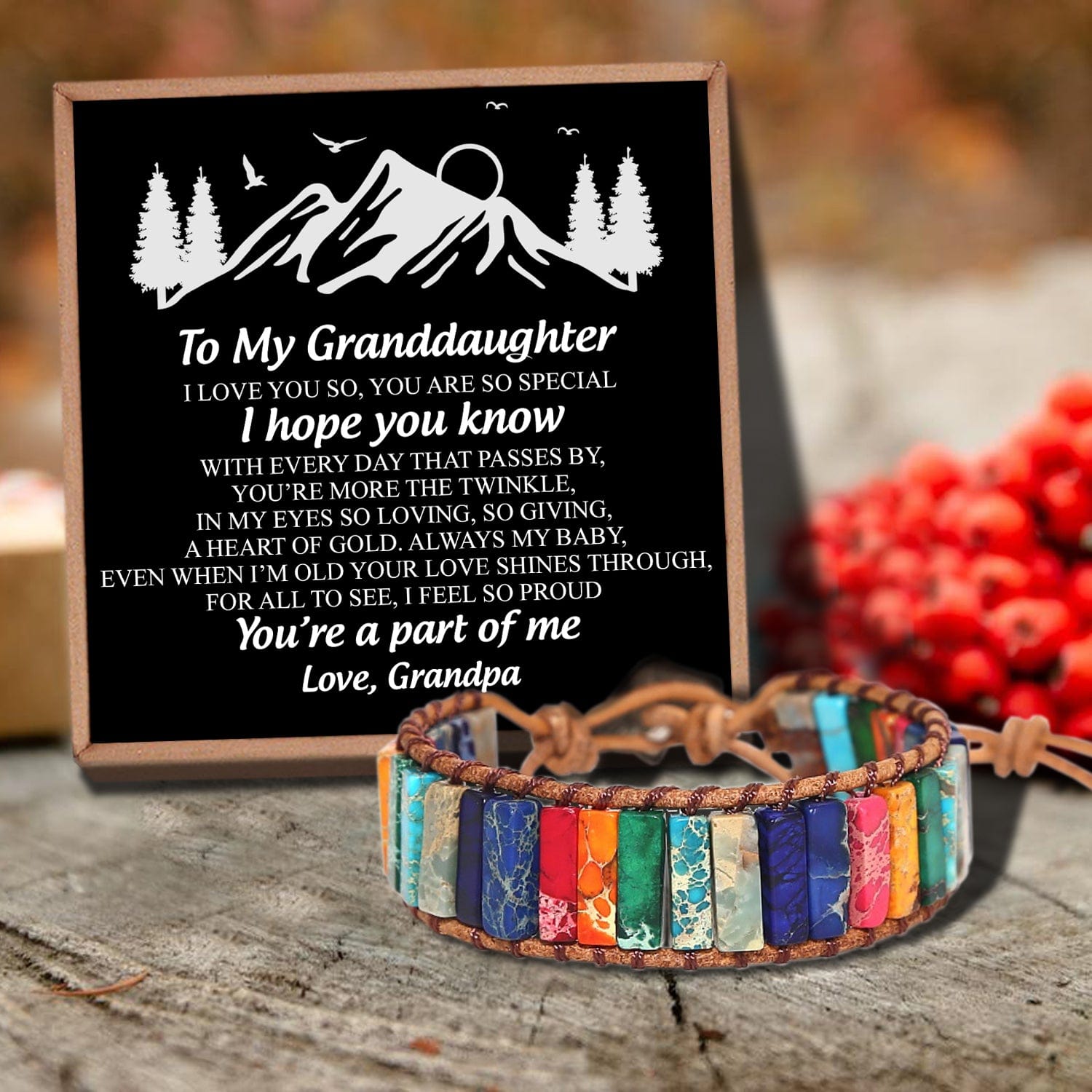 Bracelets For Granddaughter Grandpa To Granddaughter - You Are A Part Of Me Gemstones Chakra Bracelet GiveMe-Gifts
