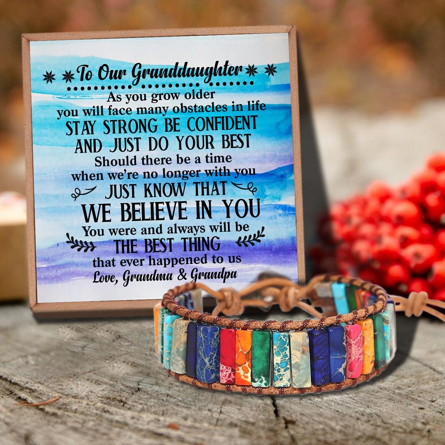 Bracelets For Granddaughter To Our Granddaughter - We Believe In You Gemstones Chakra Bracelet GiveMe-Gifts
