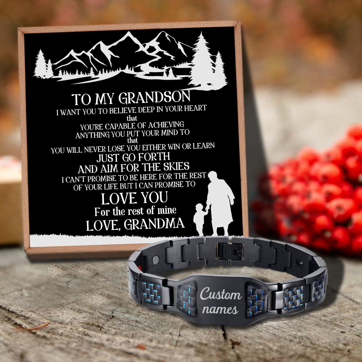 Bracelets For Grandson Grandma To Grandson - I Love You For The Rest Of Mine Customized Name Bracelet GiveMe-Gifts