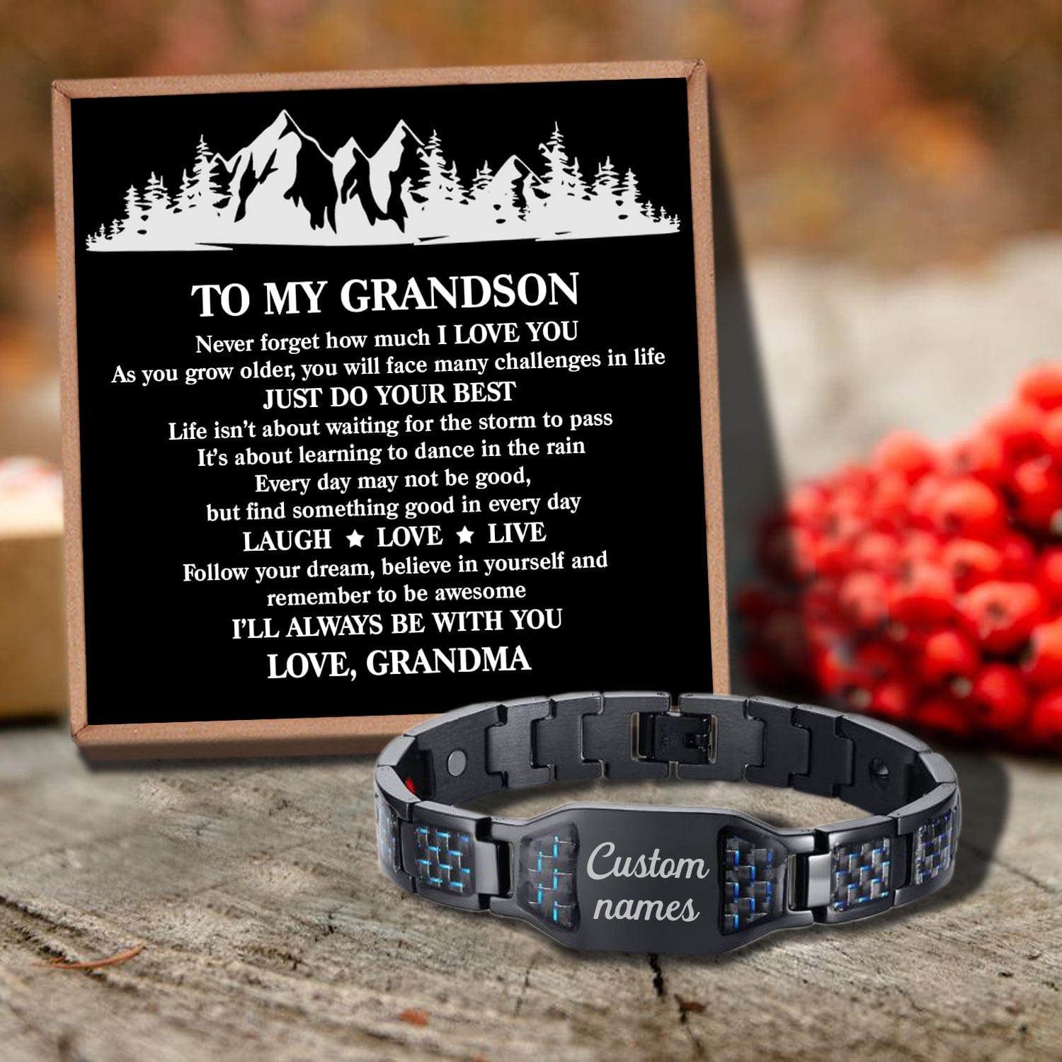 Bracelets For Grandson Grandma To Grandson - Just Do Your Best Customized Name Bracelet GiveMe-Gifts