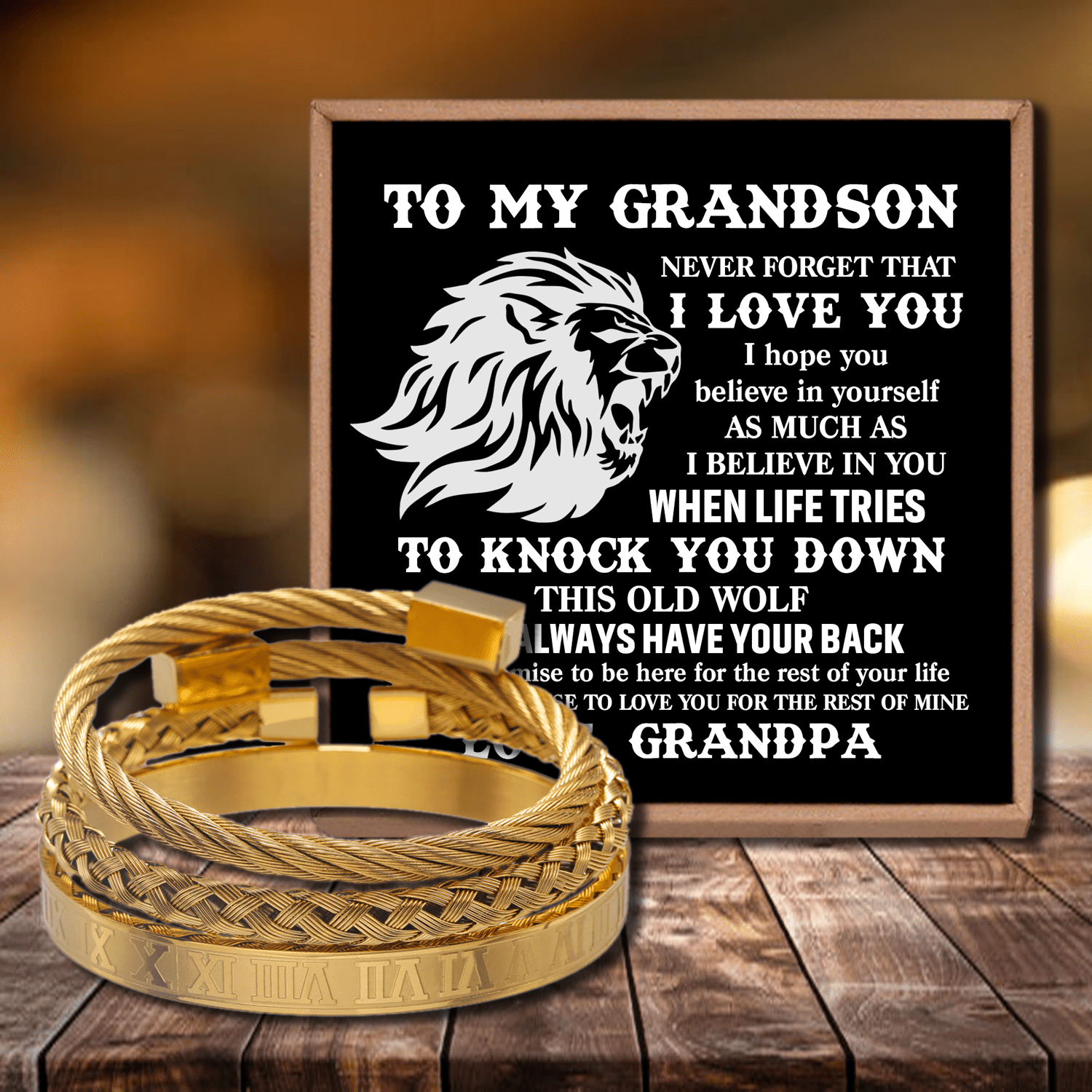 Bracelets Grandpa To Grandson - I Believe In You Roman Numeral Bracelet Set Gold GiveMe-Gifts