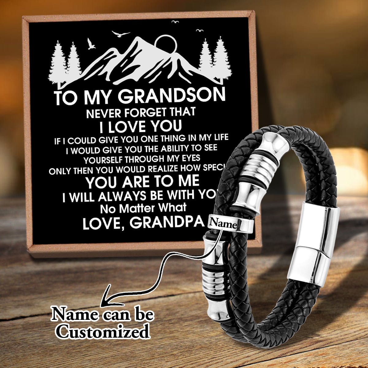Bracelets For Grandson Grandpa To Grandson - I Love You Personalized Name Bracelet GiveMe-Gifts