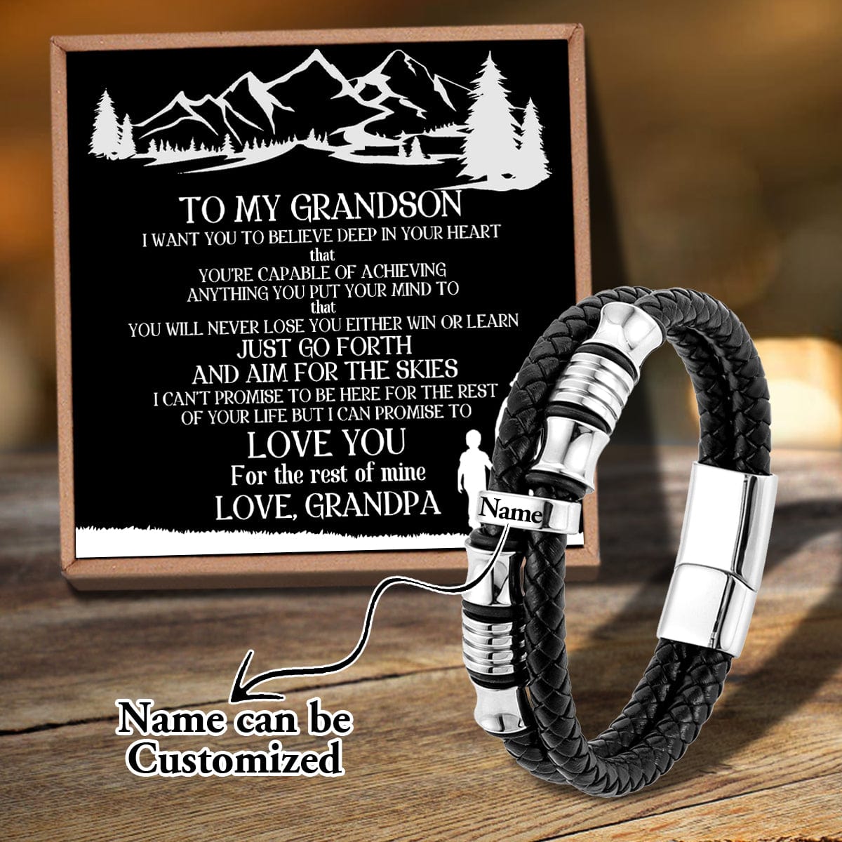 Bracelets For Grandson Grandpa To Grandson - I Promise To Love You Personalized Name Bracelet GiveMe-Gifts