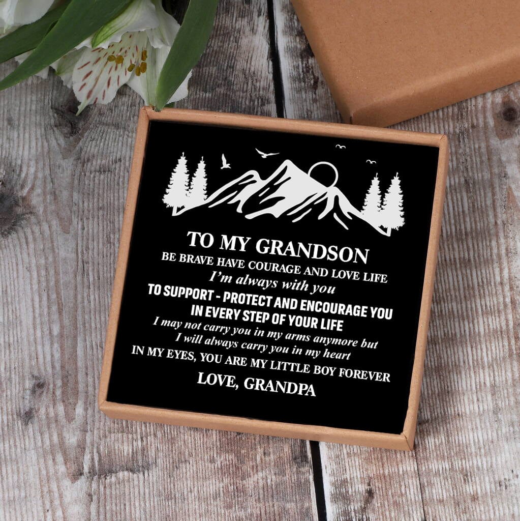 Bracelets For Grandson Grandpa To Grandson - My Little Boy Forever Black Beaded Bracelets For Men GiveMe-Gifts