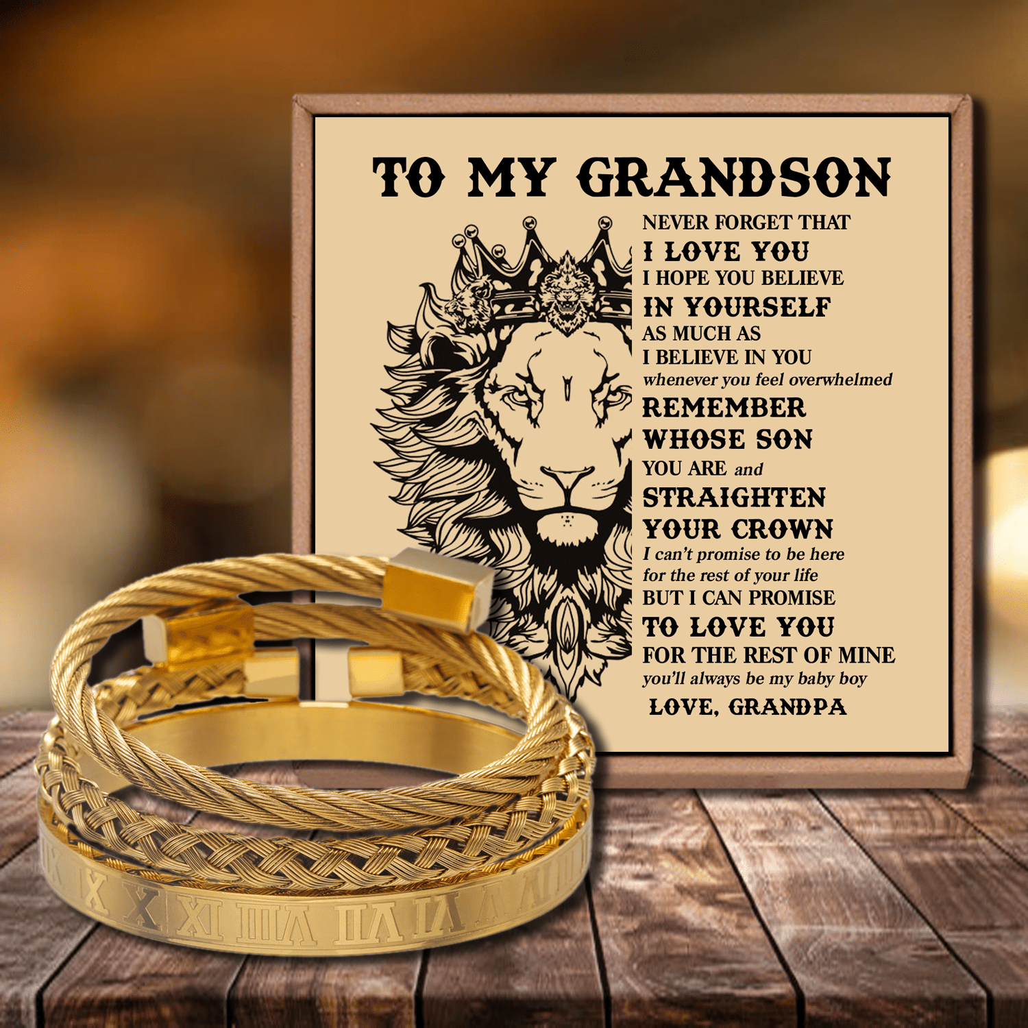 Bracelets Grandpa To Grandson - Straighten Your Crown Roman Numeral Bracelet Set Gold GiveMe-Gifts