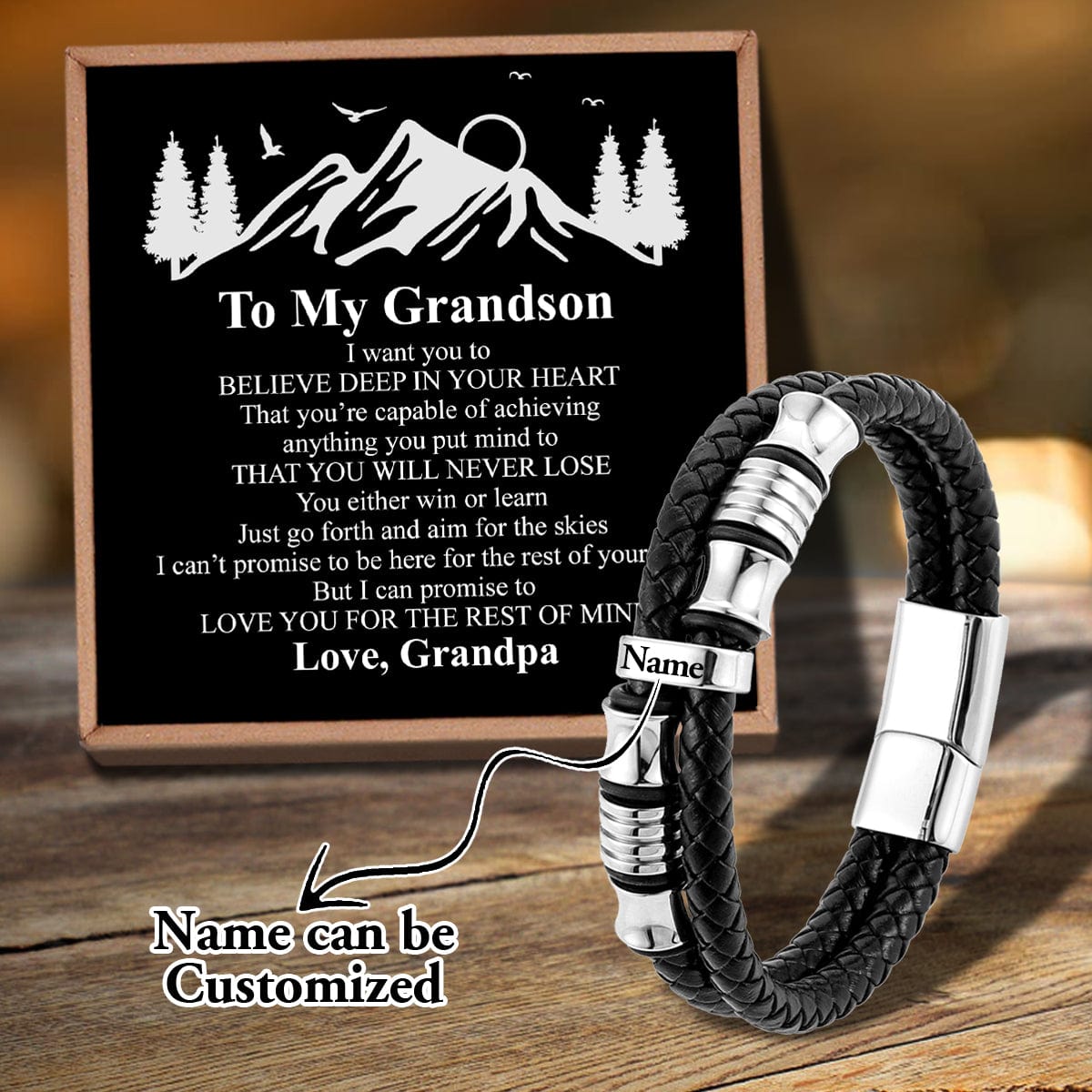Bracelets For Grandson Grandpa To Grandson - You Will Never Lose Personalized Name Bracelet GiveMe-Gifts