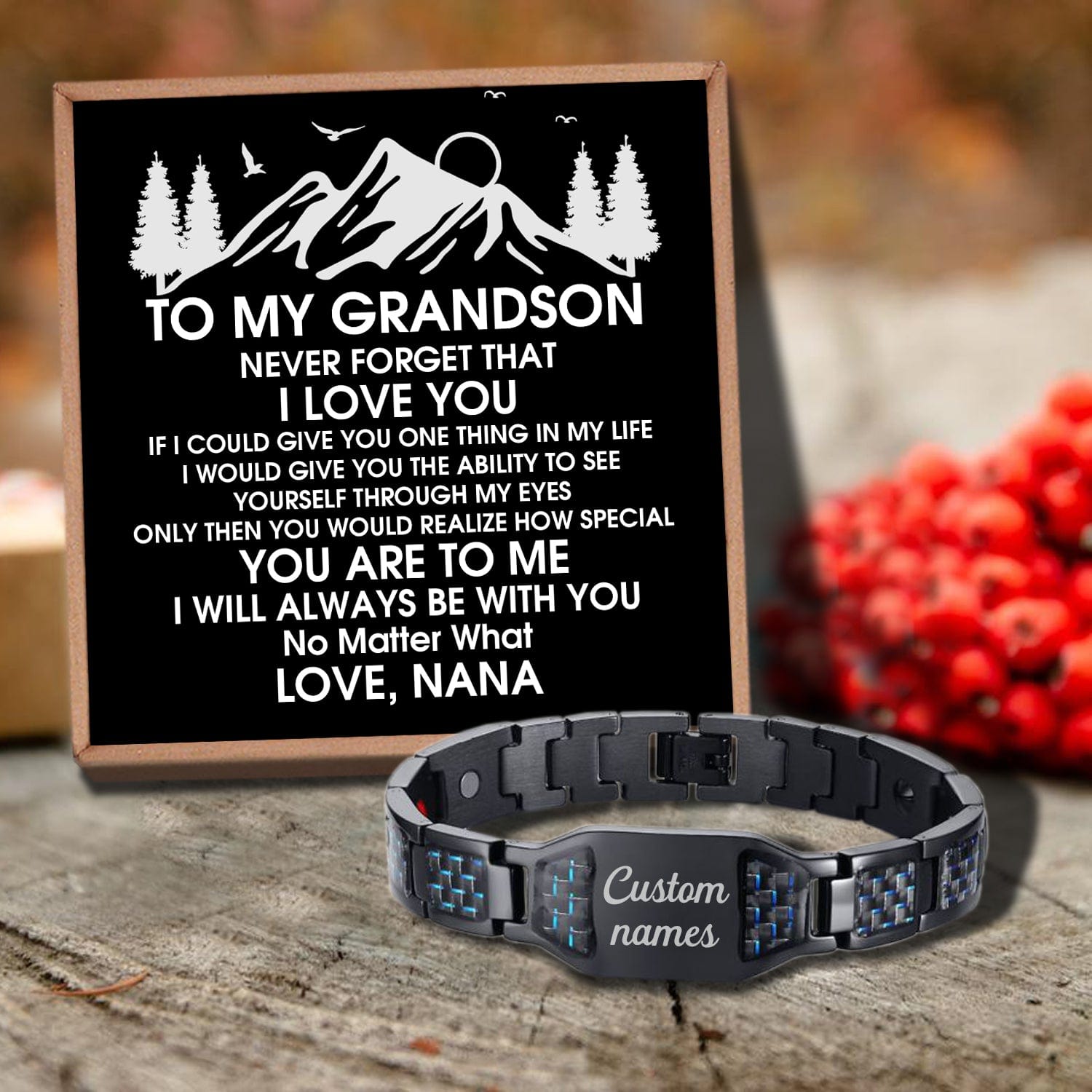 Bracelets For Grandson Nana To Grandson - I Will Always Be With You Customized Name Bracelet GiveMe-Gifts