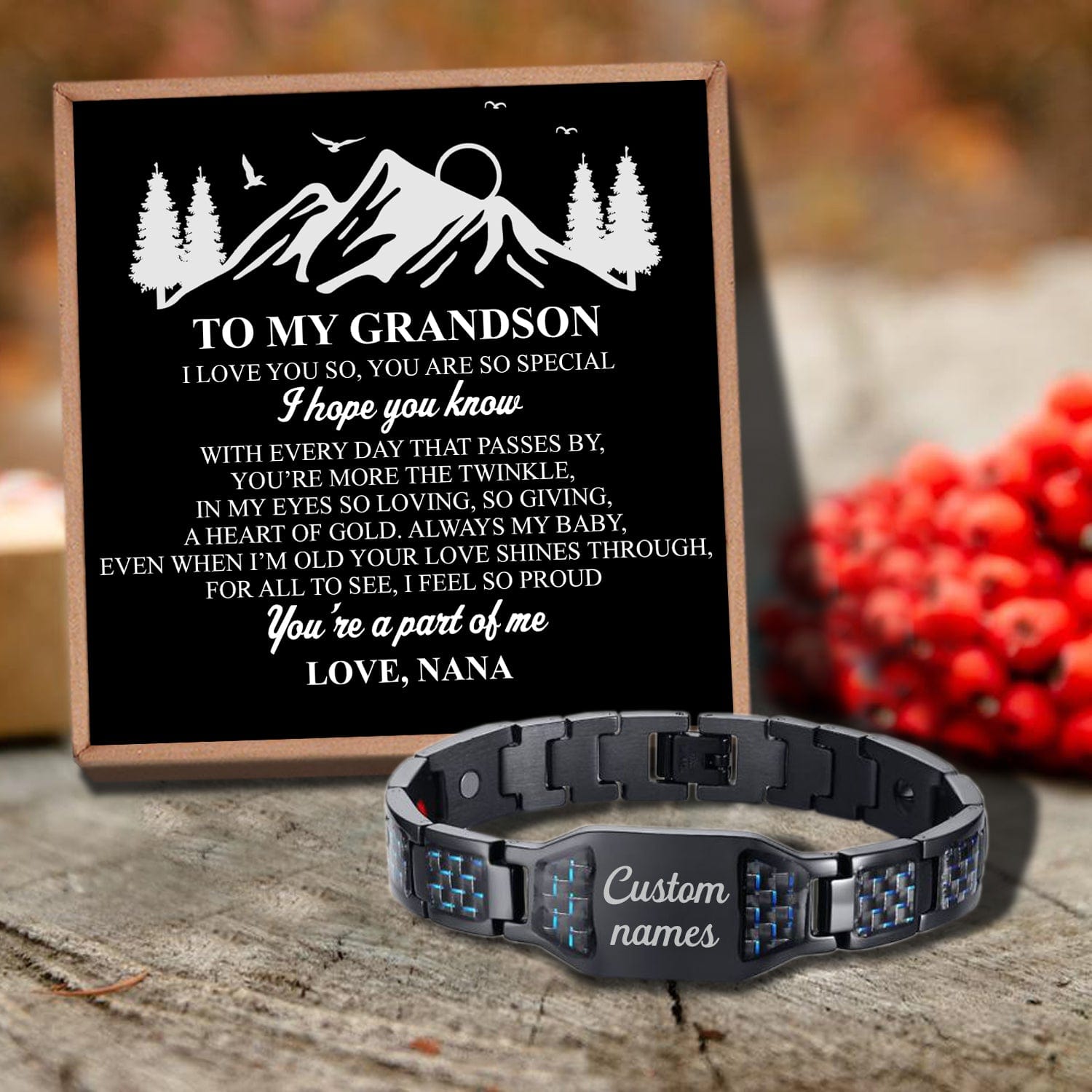 Bracelets For Grandson Nana To Grandson - You Are A Part Of Me Customized Name Bracelet GiveMe-Gifts