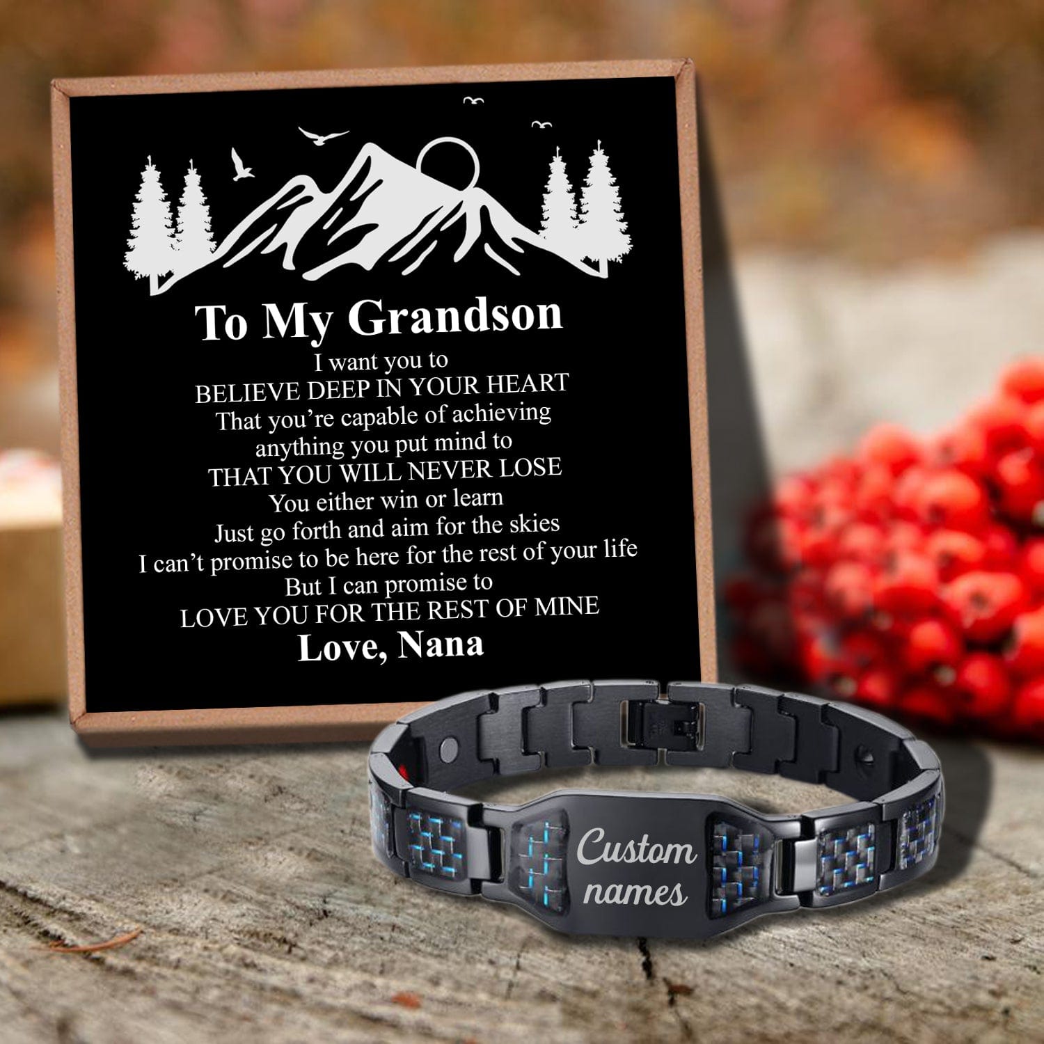 Bracelets For Grandson Nana To Grandson - You Will Never Lose Customized Name Bracelet GiveMe-Gifts
