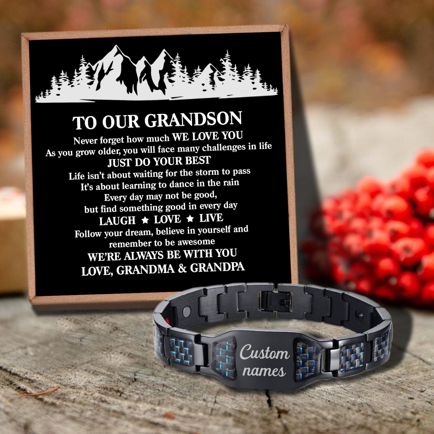 Bracelets For Grandson To Our Grandson - Just Do Your Best Customized Name Bracelet GiveMe-Gifts