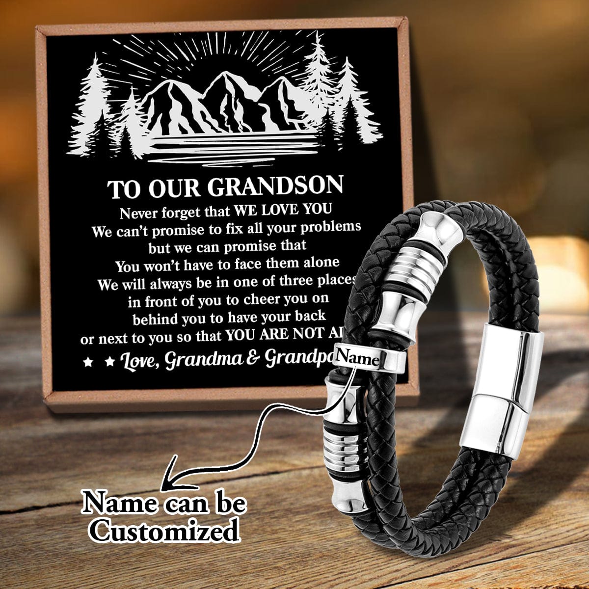 Bracelets For Grandson To Our Grandson - You Are Not Alone Personalized Name Bracelet GiveMe-Gifts