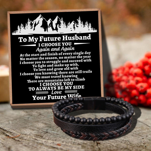 Bracelets For Husband To My Future Husband - I Choose You Black Beaded Bracelets For Men GiveMe-Gifts