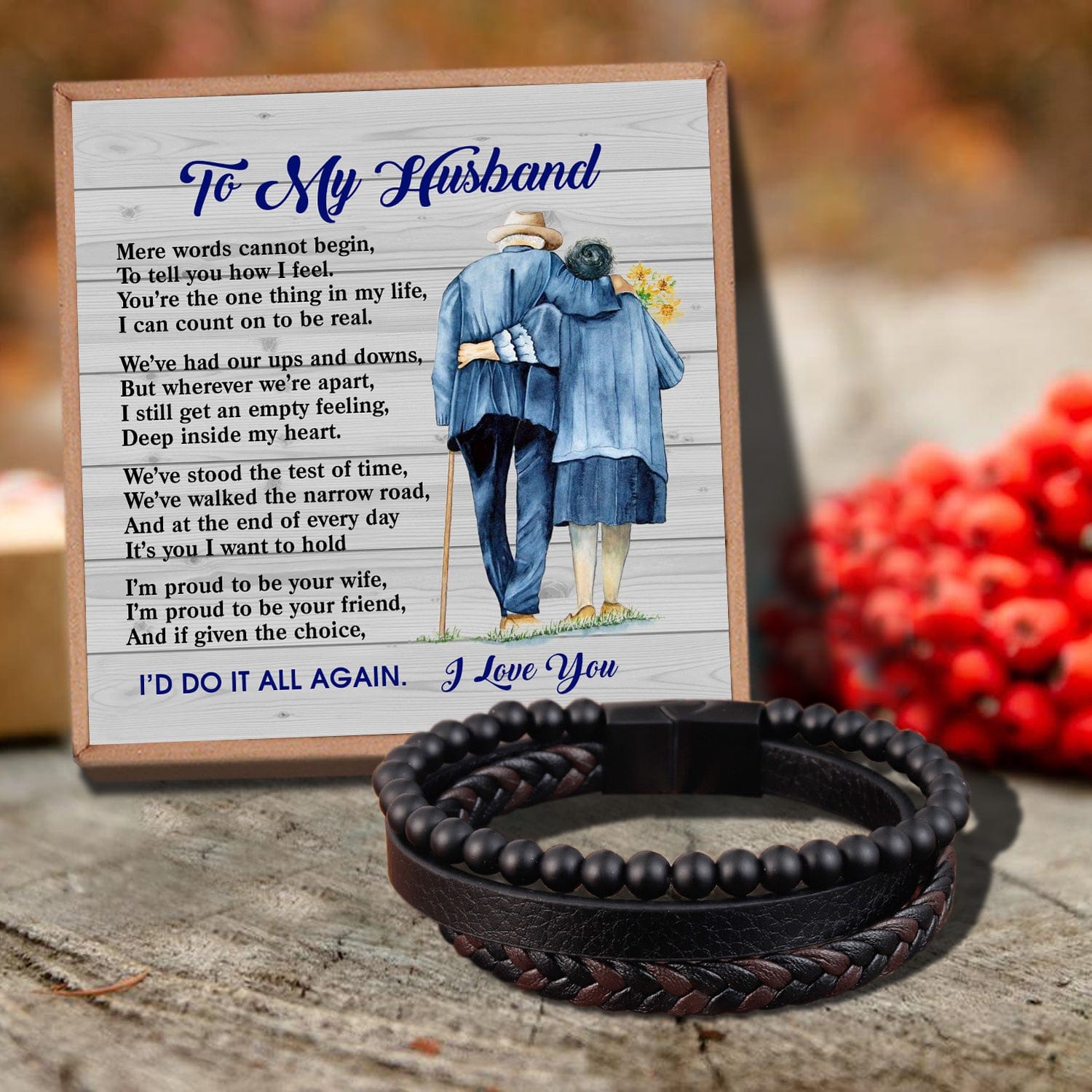 Bracelets For Husband To My Husband - I Am Proud To Be Your Wife Black Beaded Bracelets For Men GiveMe-Gifts