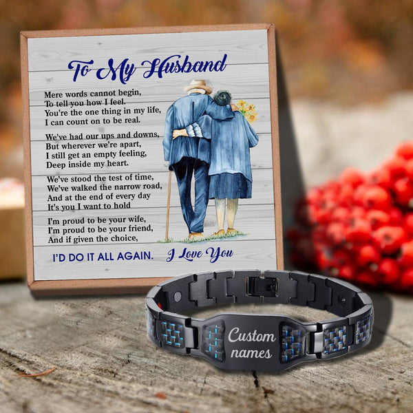 Bracelets For Husband To My Husband - I Am Proud To Be Your Wife Customized Name Bracelet GiveMe-Gifts