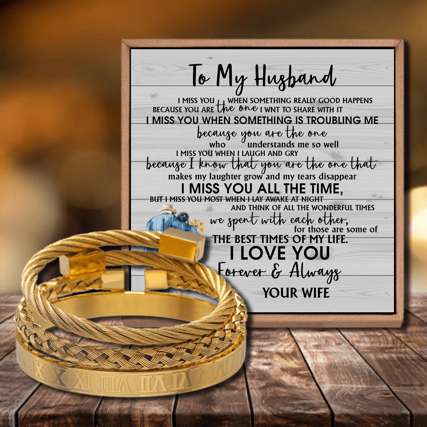 Bracelets To My Husband - I Love You Forever And Always Roman Numeral Bracelet Set Gold GiveMe-Gifts