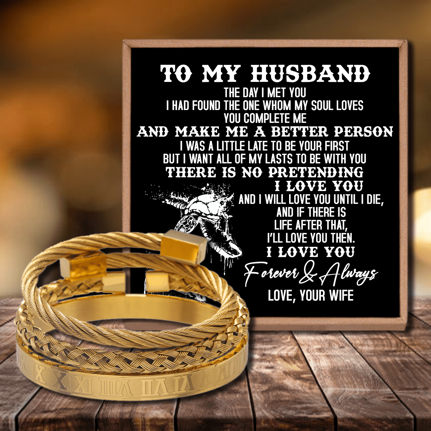 Bracelets To My Husband - I Love You Forever Roman Numeral Bracelet Set Gold GiveMe-Gifts