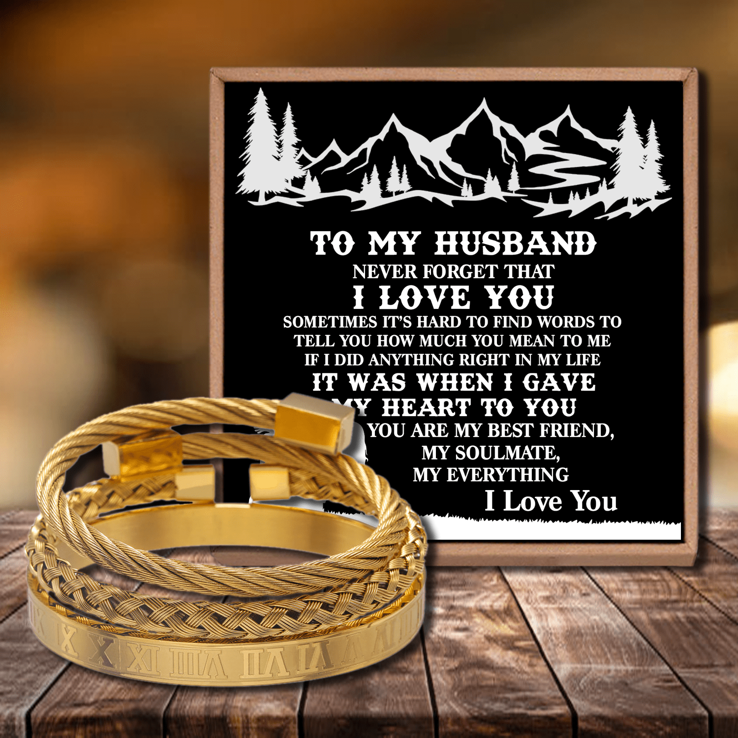 Bracelets To My Husband - I Love You Roman Numeral Bracelet Set Gold GiveMe-Gifts
