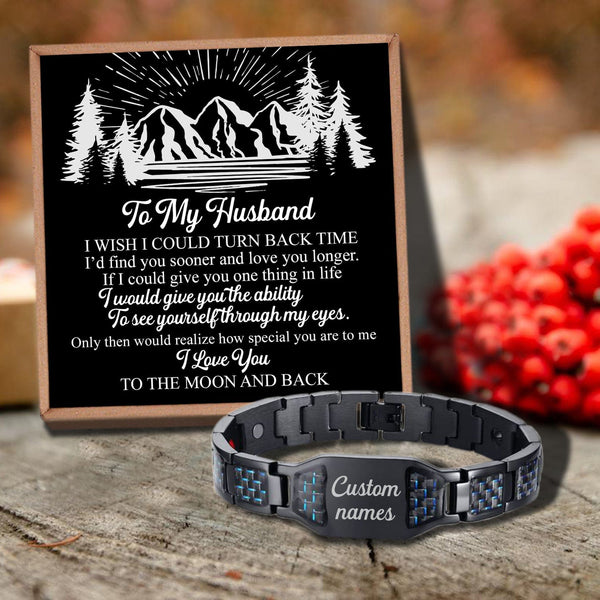 Bracelets For Husband To My Husband - I Love You To The Moon And Back Customized Name Bracelet GiveMe-Gifts