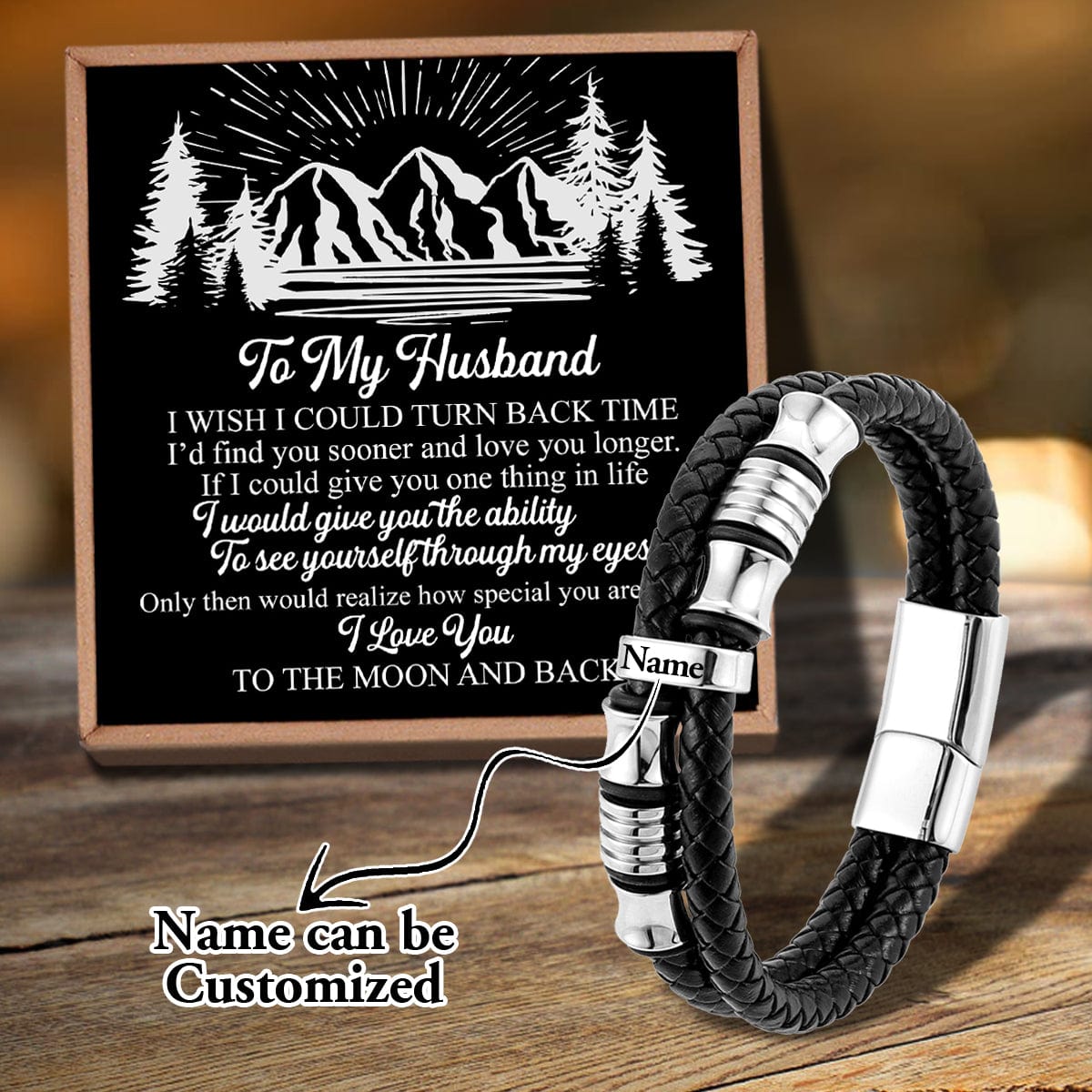 Bracelets For Husband To My Husband - I Love You To The Moon Personalized Name Bracelet GiveMe-Gifts