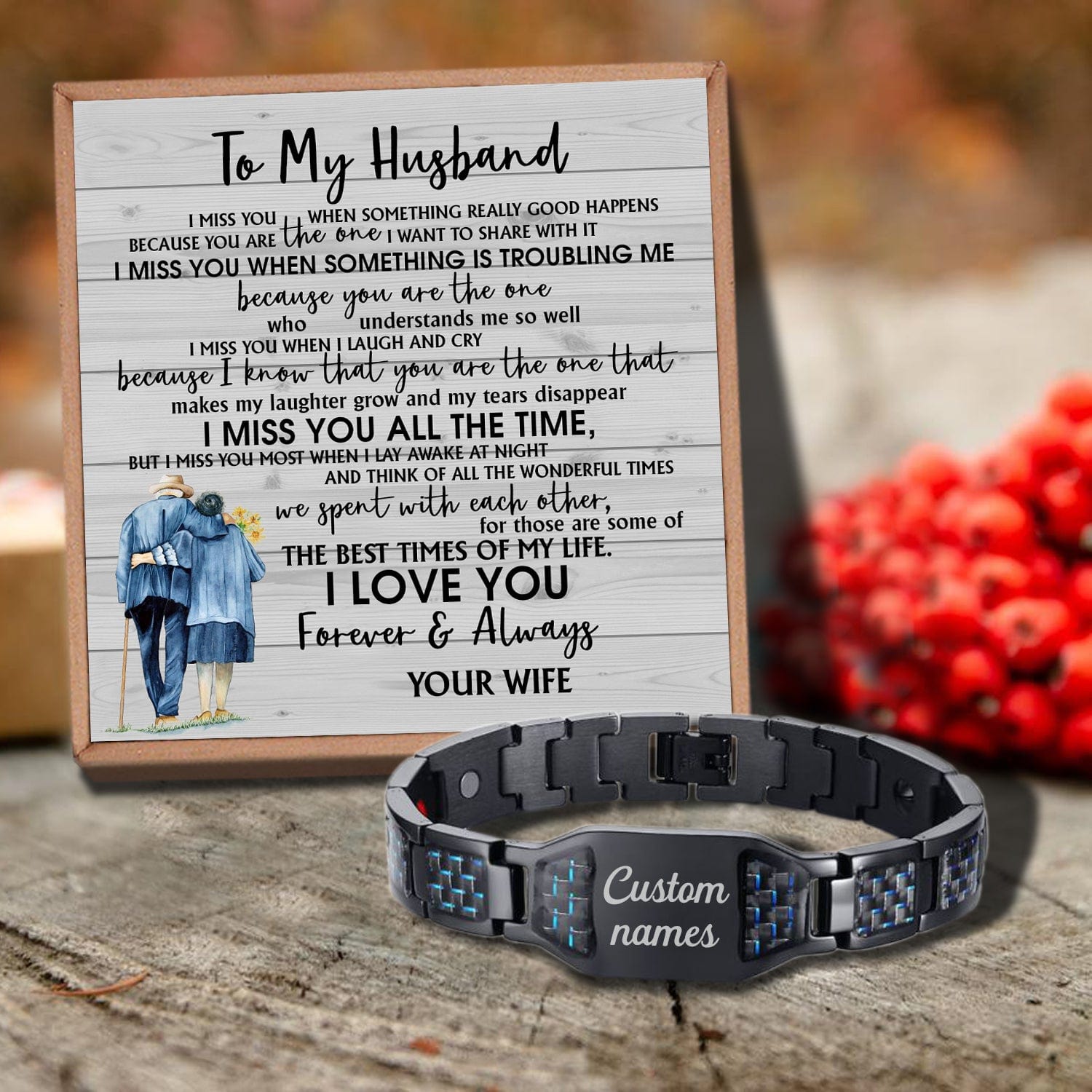 Bracelets For Husband To My Husband - I Miss You All The Time Customized Name Bracelet GiveMe-Gifts
