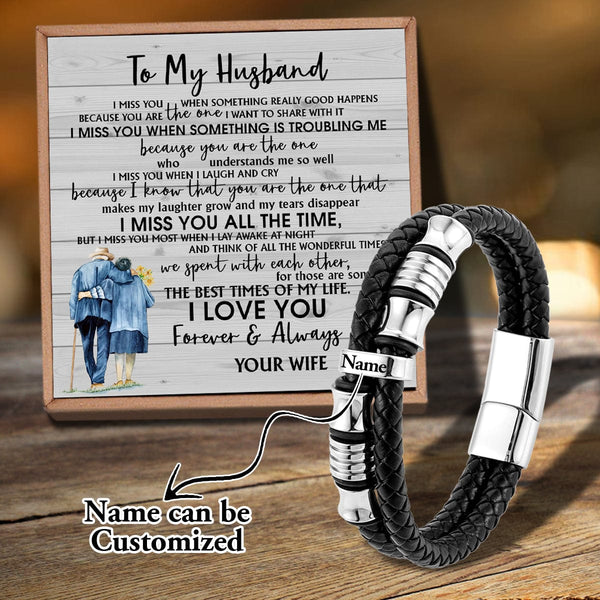 Bracelets For Husband To My Husband - I Miss You All The Time Personalized Name Bracelet GiveMe-Gifts