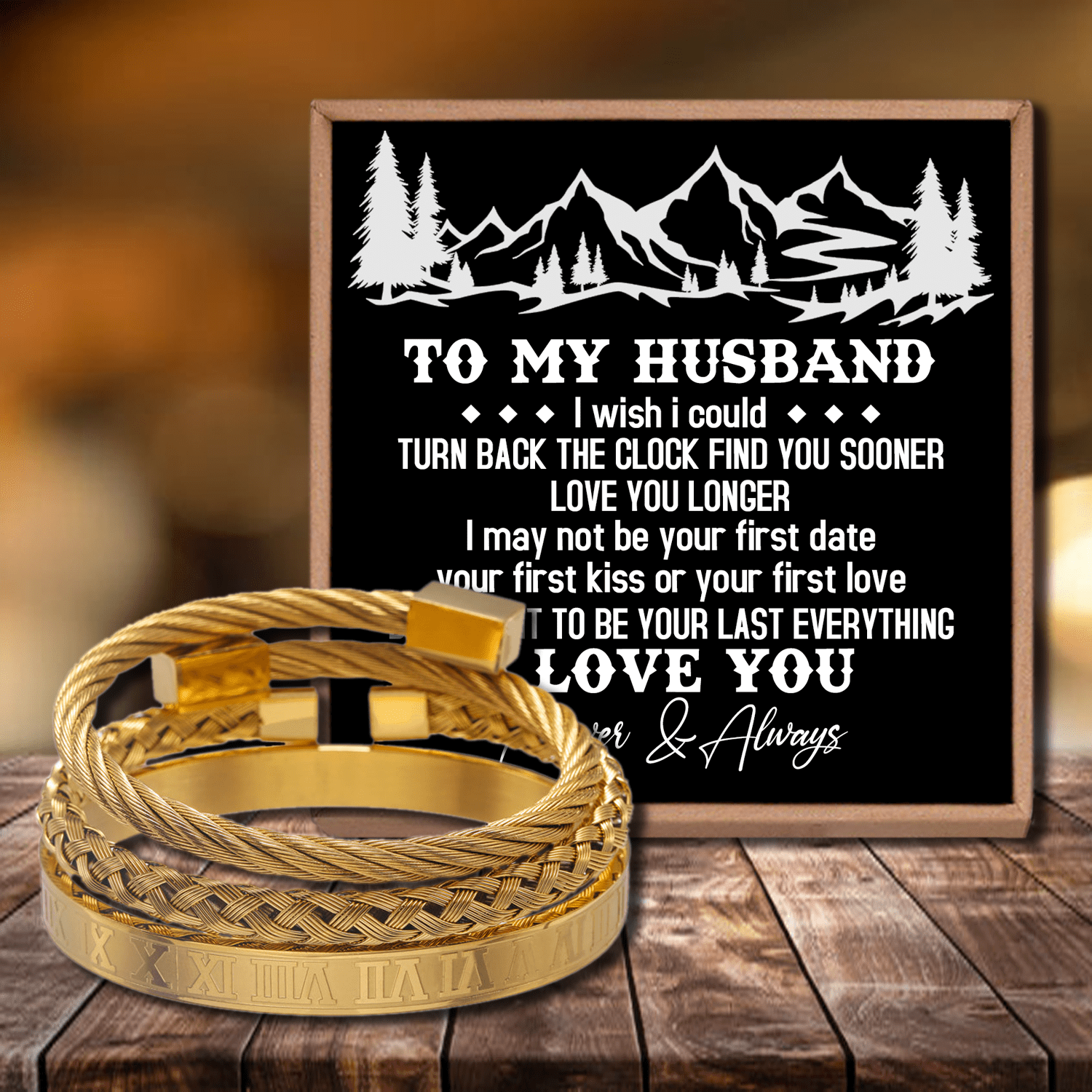Bracelets To My Husband - I Want To Be Your Last Everything Roman Numeral Bracelet Set Gold GiveMe-Gifts