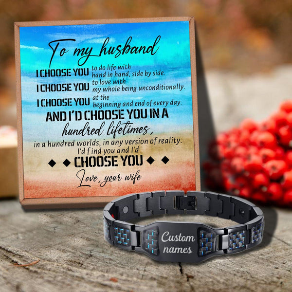 Bracelets For Husband To My Husband - I Would Choose You In A Hundred Lifetimes Customized Name Bracelet GiveMe-Gifts