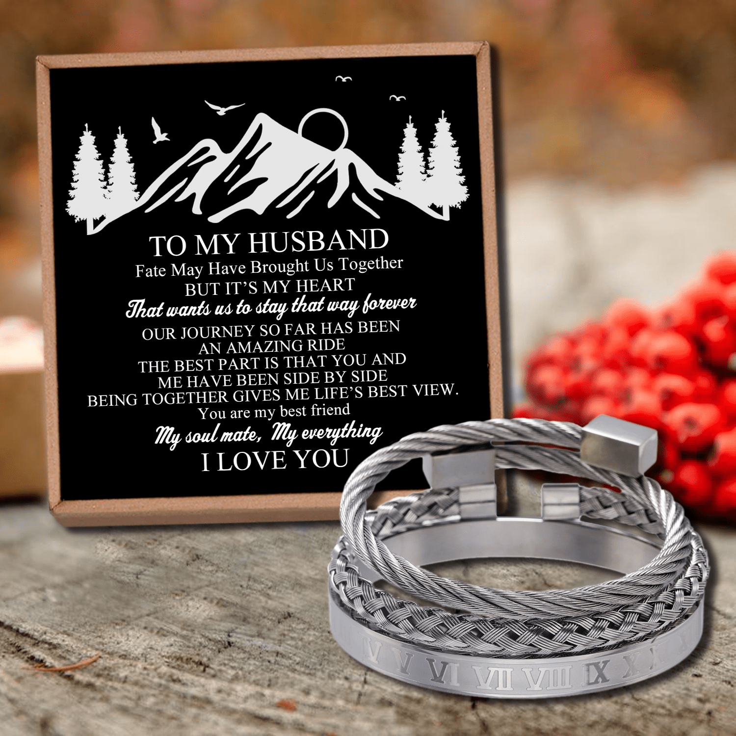 Bracelets To My Husband - You Are My Everything Roman Numeral Bracelet Set Silver GiveMe-Gifts
