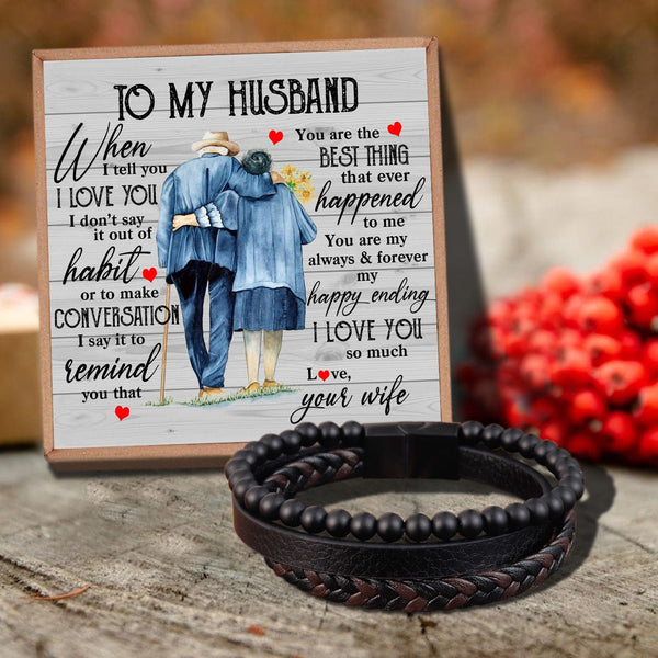Bracelets For Husband To My Husband - You Are The Best Thing To Me Black Beaded Bracelets For Men GiveMe-Gifts