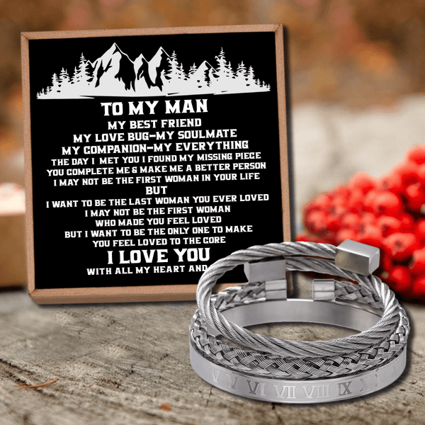 Bracelets To My Man - I Love You Roman Numeral Bracelet Set Silver GiveMe-Gifts