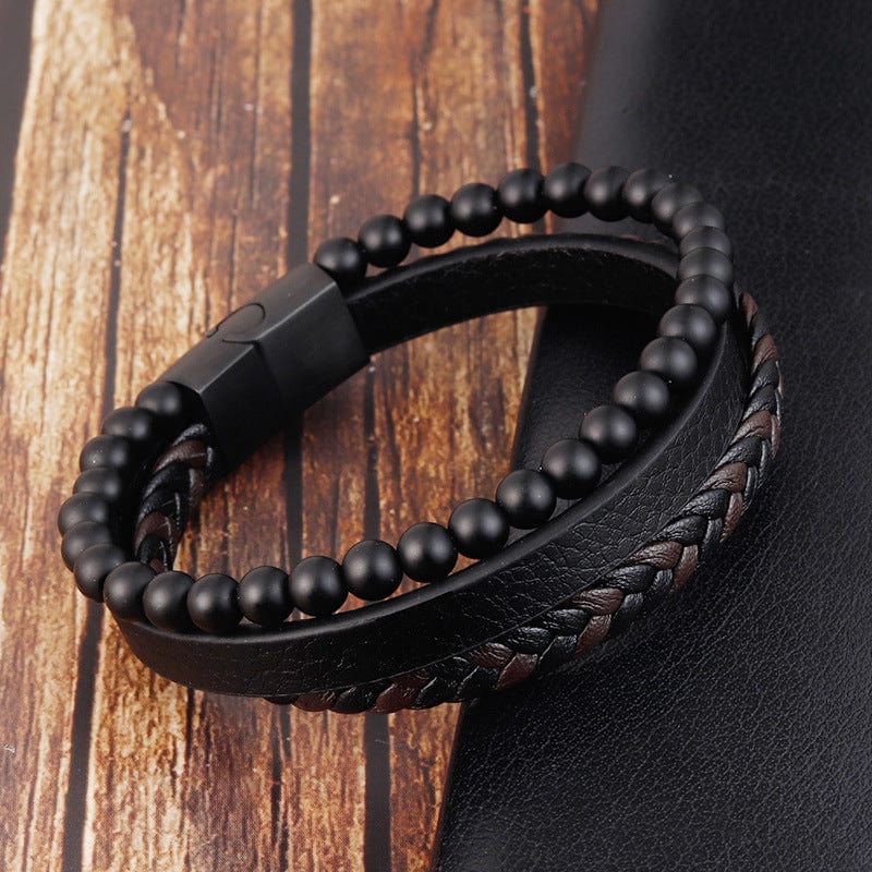 Bracelets For Husband To My Man - Meeting You Was Fate Black Beaded Bracelets For Men GiveMe-Gifts