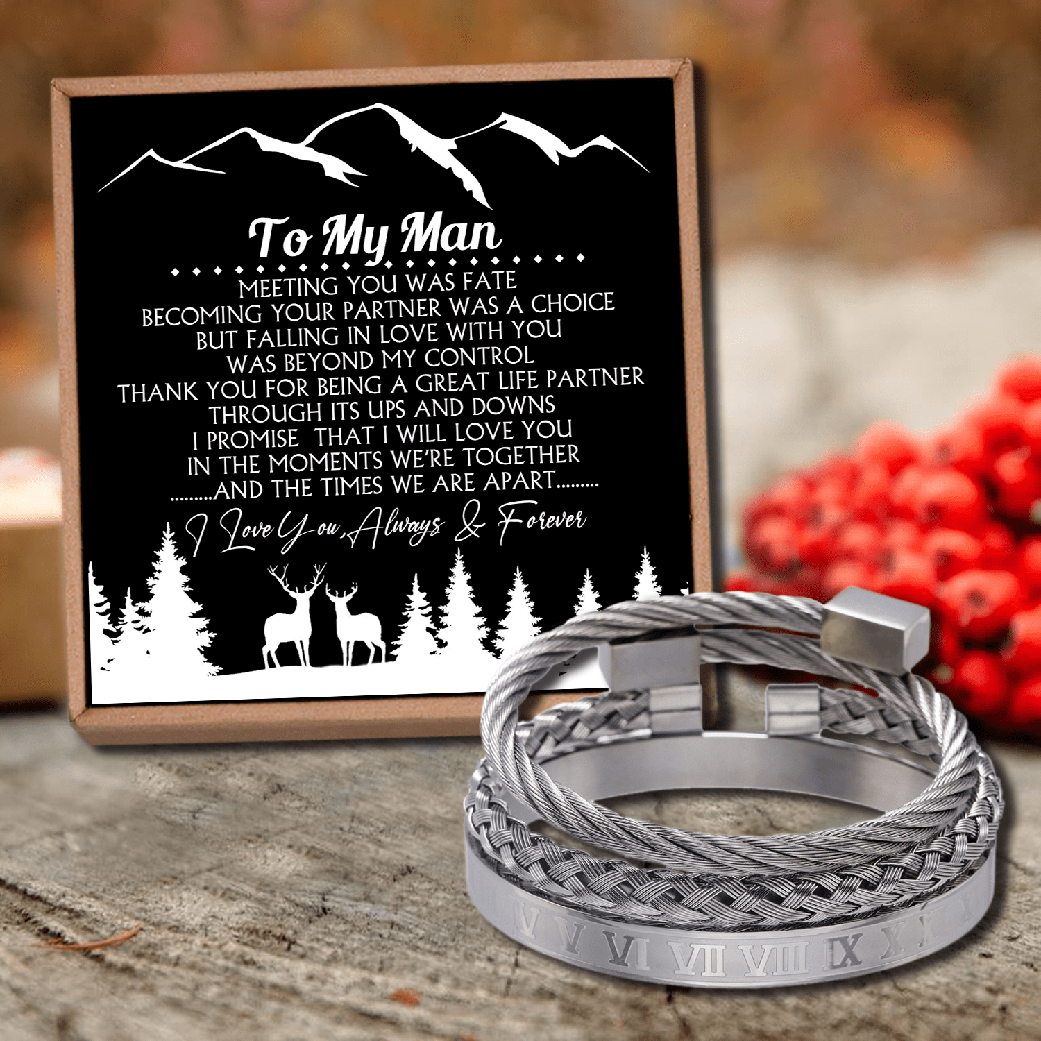 Bracelets To My Man - Meeting You Was Fate Roman Numeral Bracelet Set Silver GiveMe-Gifts